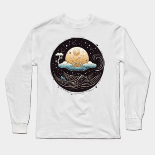 Abstract Moon Among Clouds Long Sleeve T-Shirt